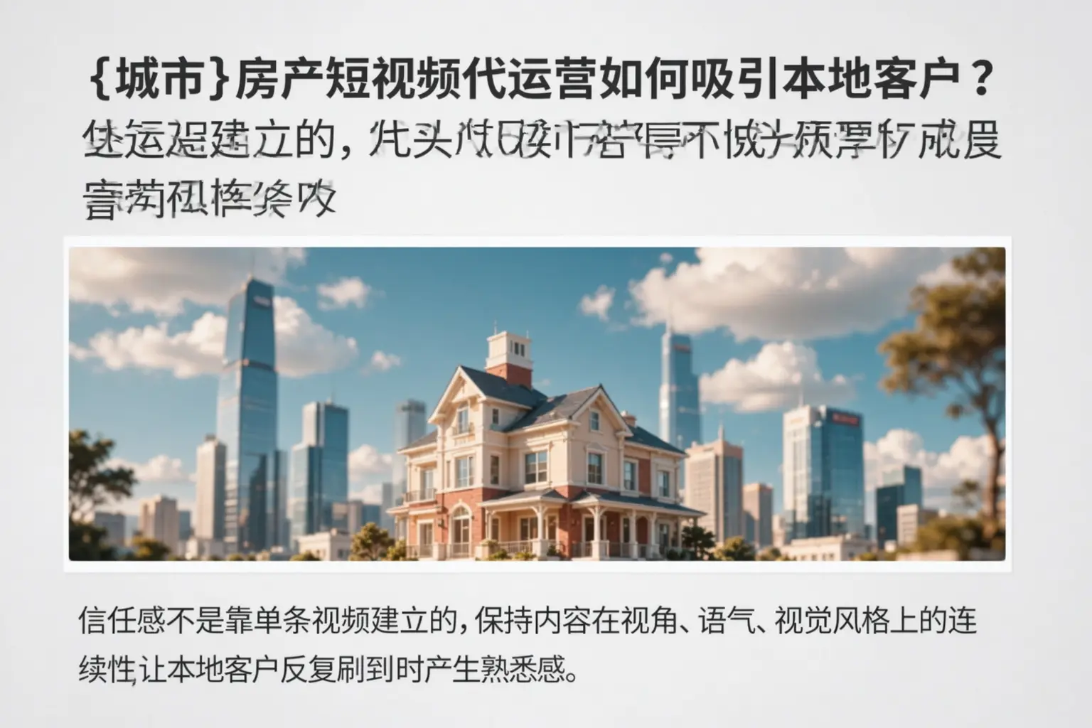 沙湾房产短视频代运营如何吸引本地客户?